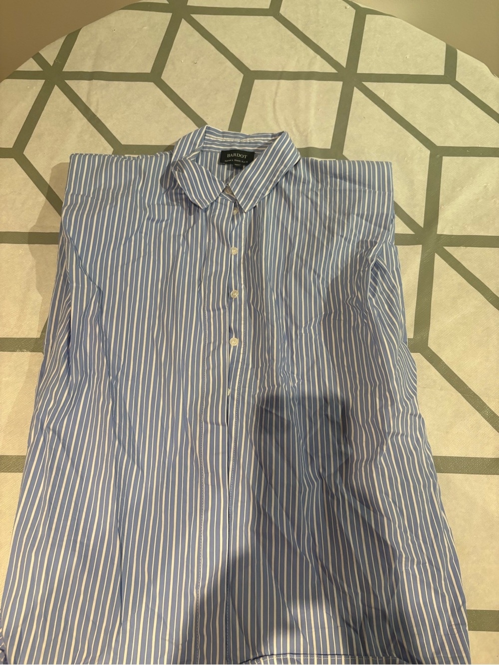 Bardot Blue & White Striped Sleeveless Button Down Top - Picture 2 of 4